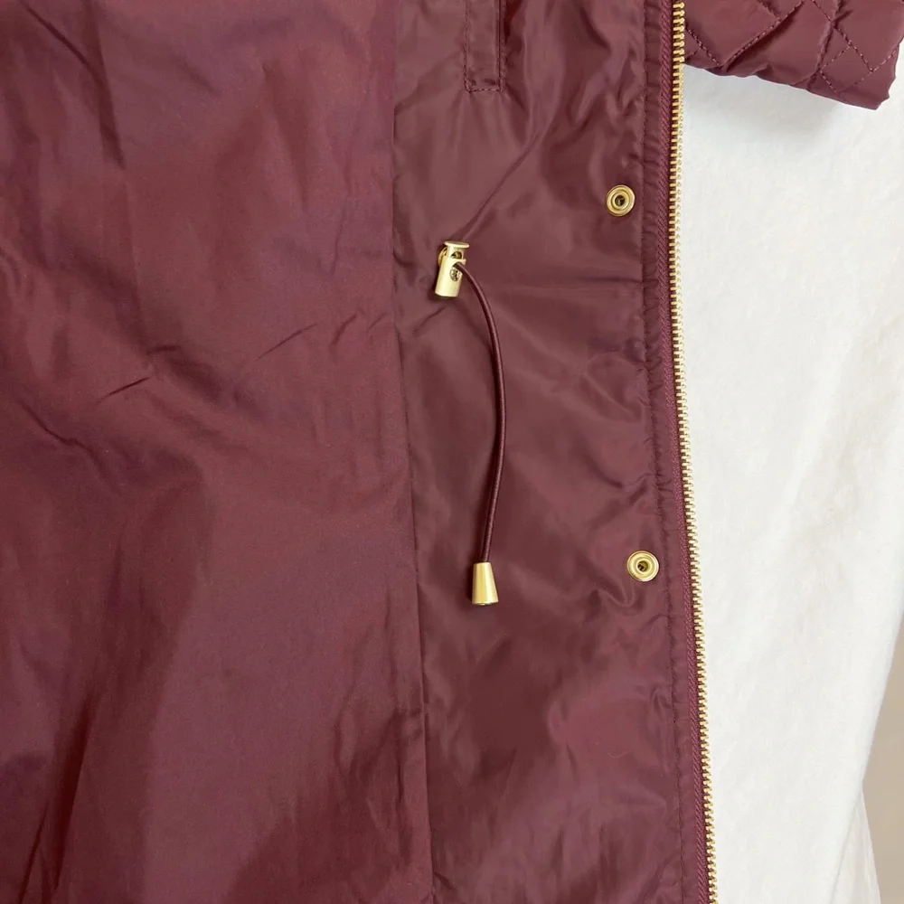 Cole Haan Signature Quilted Jacket Snap Full Zip Outerwear Coat Burgundy Medium - Picture 6 of 8